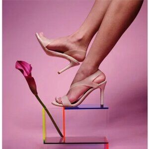 Deltan Tinsley Clear/Nude Vinyl Peep Toe Heels